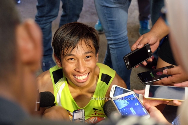 An ecstatic Khairul talking to the media after breaking the record.
