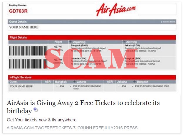 A screenshot of the online scam being circulated on social media.