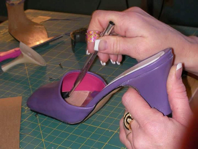 Emma’s first creation — the purple shoe.