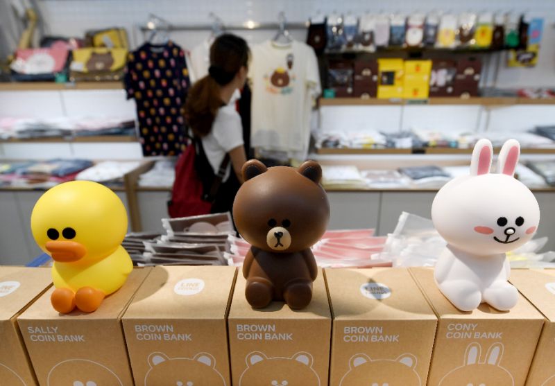 Line's stable of stickers includes the duck Sally, a sad-faced bear called Brown and Cony the rabbit. Photo by AFP