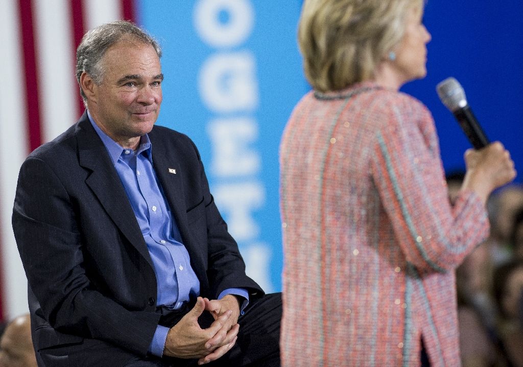 US Democratic Presidential candidate Hillary Clinton speaks during a campaign rally with US Senator Tim Kaine, in Annandale, Virginia. Photo by AFP