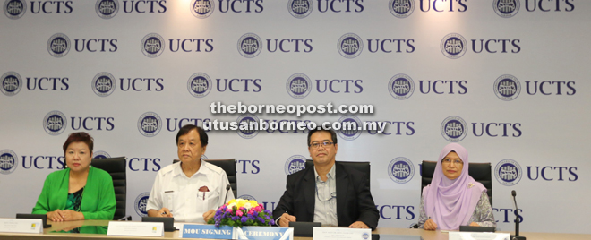 (From left) Subur Tiasa Holdings Berhad managing director Dato Tiong Ing, Hiew King, Abdul Hakim and UCTS’ Centre of Quality Assurance/R&D director Professor Datin Dr Napsiah Ismail at the signing of MoU.