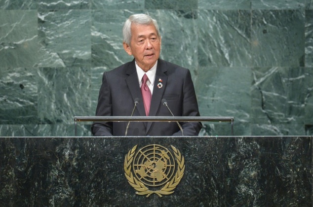 Perfecto Yasay, Secretary for Foreign Affairs of the Philippines, addresses the 71st session of the United Nations General Assembly at the UN headquarters in New York on Sept 24, 2016. AFP Photo