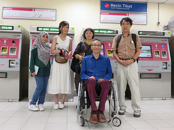 The writer with Satoh (right), Hashimoto (second right) and architecture students from Japan at the Dang Wangi LRT Station.