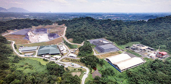 Aerial view of the Kuching Integrated Waste Management Park near Mambong.