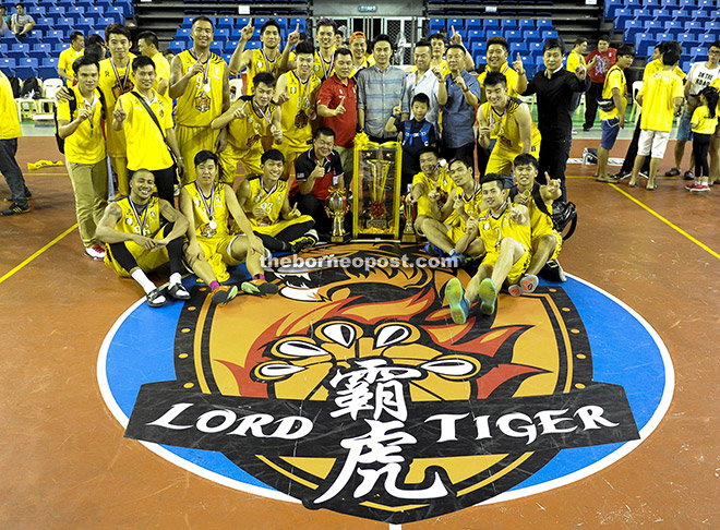 A file picture of Kuching Lord Tiger celebrating their victory in the inaugural edition of the Yuwang EBL basketball league last year. Tigers will open their campaign in the Kuching Circuit of the Yuwang EBL basketball league today against Kota Kinabalu Eagles at 9pm.
