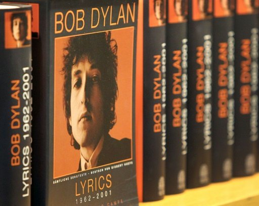 Books of the 2016 Literature Nobel Prize winner US Bob Dylan are pictured at the booth of publisher Hoffman und Campe at the Frankfurt Book Fair on Oct 19, 2016. AFP Photo