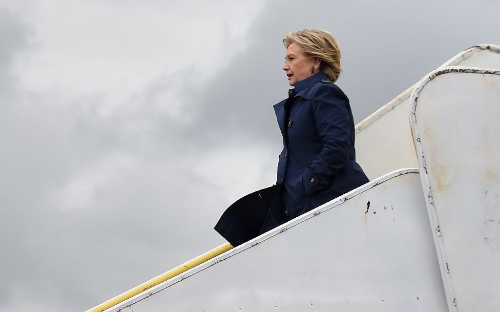 Democratic presidential nominee Hillary Clinton arrives in Cleveland, Ohio, Oct 21, 2016. AFP Photo