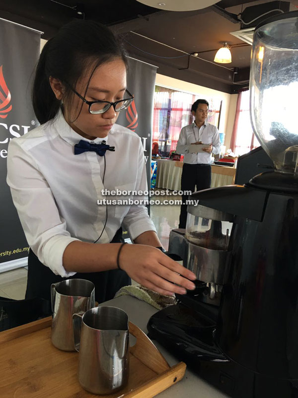 A participant practising her coffee-making skills for the Barista Wars 2016 this coming weekend.