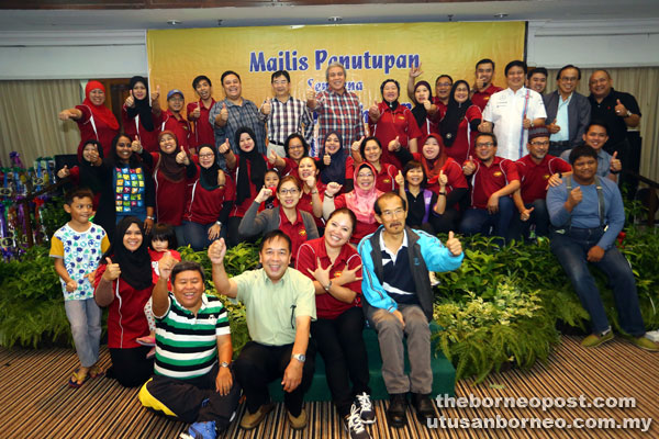 Liaw (sixth from left, back row), Awang Tengah (seventh from left) and MIETI staff at the closing ceremony. — Photo by Muhammad Rais Sanusi 