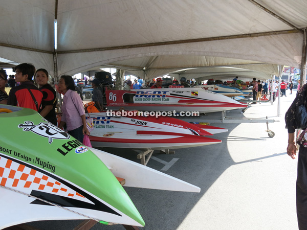 Some of powerboats readied for the race.