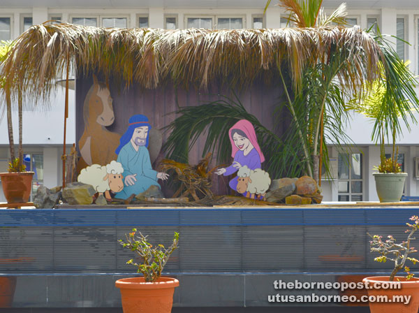 The Christmas crib at Hoover Square of Masland Methodist Church at Island Road.