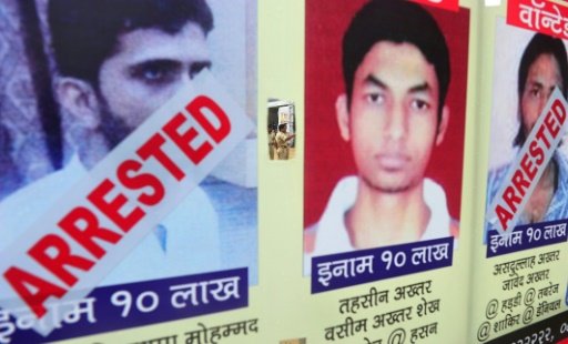 A poster in Mumbai in 2013 of alleged militants Yasin Bhatkal (left) and Asadullah Akhtar -AFP photo