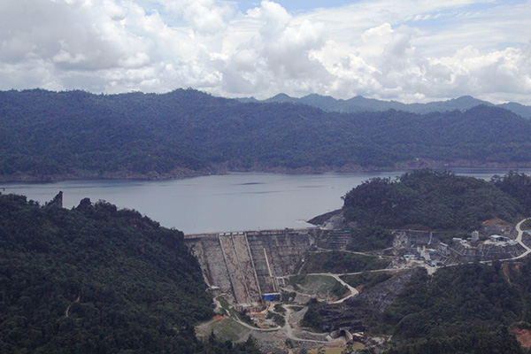 An aerial view of the Murum HEP Dam with a capacity to generate 944 megawatts of electricity. It is the third hydroelectric project in Sarawak after Batang Ai and Bakun HEPs. — Photo by Peter Sibon