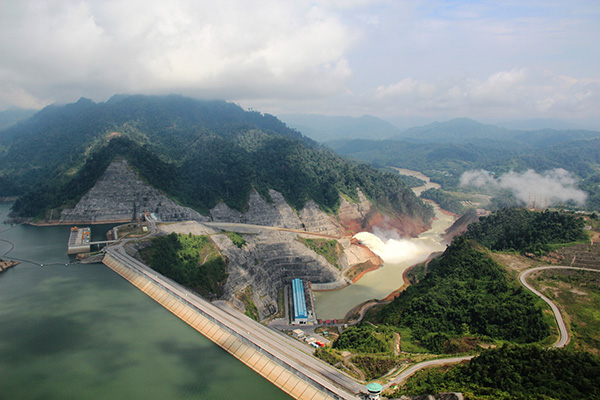 An aerial view of the Bakun HEP Dam. At 205 metres high, the Dam is Asia’s largest outside China.