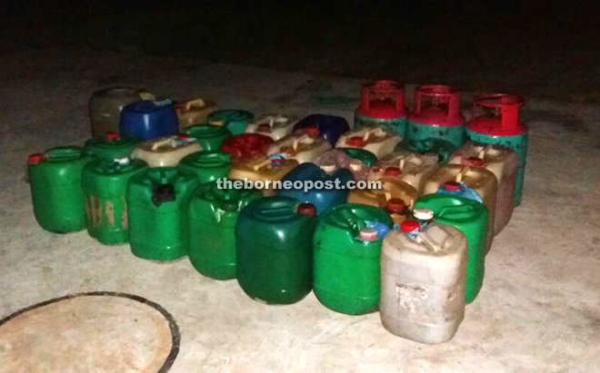 The petrol and gas tanks among items seized. 