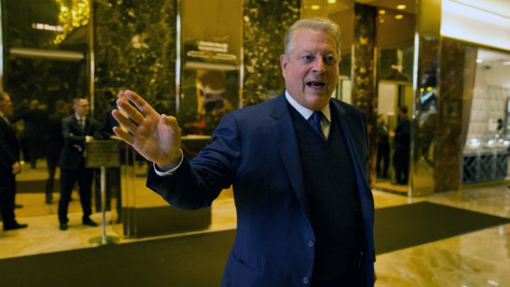 Former US Vice President Al Gore leaves after meetings at Trump Tower in New York City on Dec 5, 2016. AFP Photo