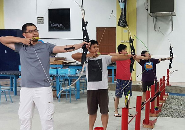 Archers taking part in the basic training archery clinic.