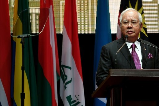  Malaysian Prime Minister Najib Razak addresses the Extraordinary Session of the Organisation of Islamic Cooperation (OIC) on the Rohingya situation in Myanmar, in Kuala Lumpur, on January 19, 2017 -AFP photo