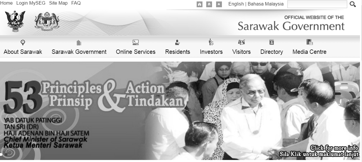 A screenshot of the government website after it was changed to black and white.