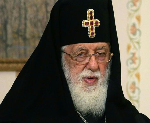 A priest has been arrested on his way to visit Patriarch Ilia II (pictured) -AFP photo