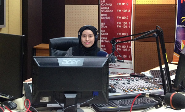 Syerifah Farah at her work station. 
