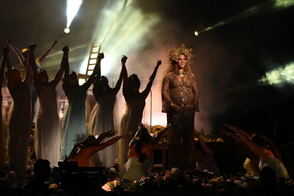 Beyonce performs while pregnant with twins during the 59th Grammy Awards on Feb 12, 2017, in Los Angeles, California. AFP Photo