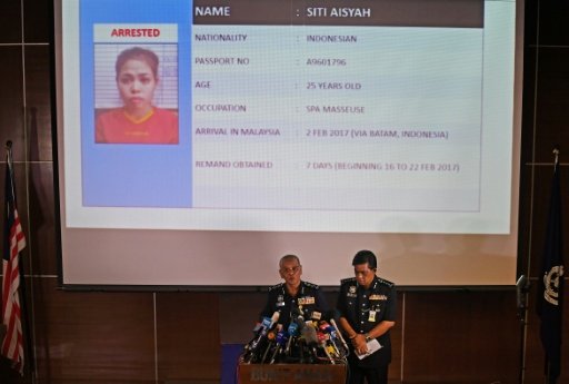 Malaysian Police deputy inspector-general Noor Rashid Ibrahim (centre L) speaks about detained Indonesian suspect Siti Aisyah during a press conference on the death of Kim Jon-Nam in Kuala Lumpur on Feb 19, 2017. AFP Photo