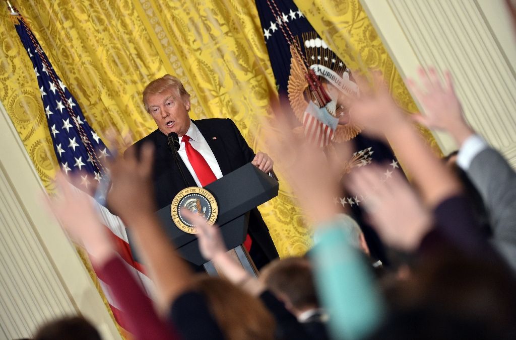 US President Donald Trump speaks during a press conference on Feb 16, 2017, at the White House in Washington, DC. AFP Photo