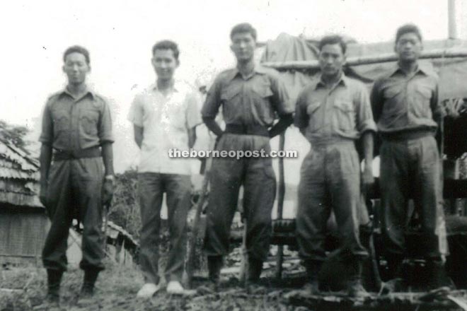 Gurkhas soldiers and PFF at Long Jawi guarding during 1963 elelction and also the confrontation 1963. Lim (2nd left).