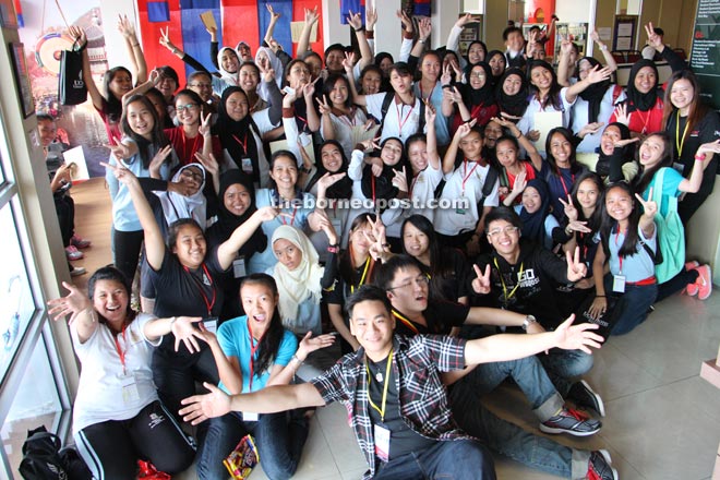 Students cheered for the camera during an open day recently.