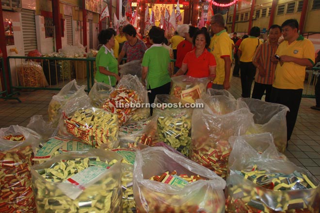 Bags of joss papers ready for burning.