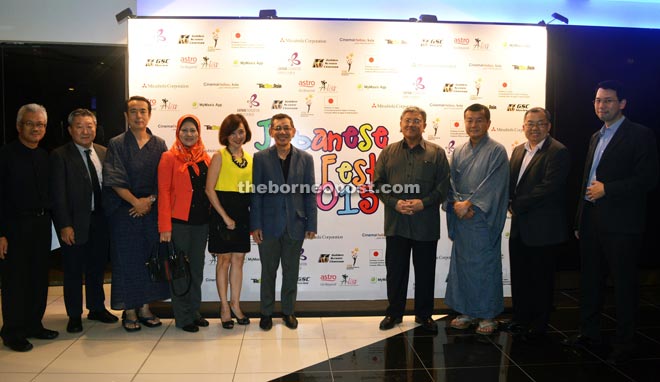 Morshidi (fourth right), Toyoda (second left), Ohta (third right) and other invited guests at the opening of the Japanese Film Festival. 