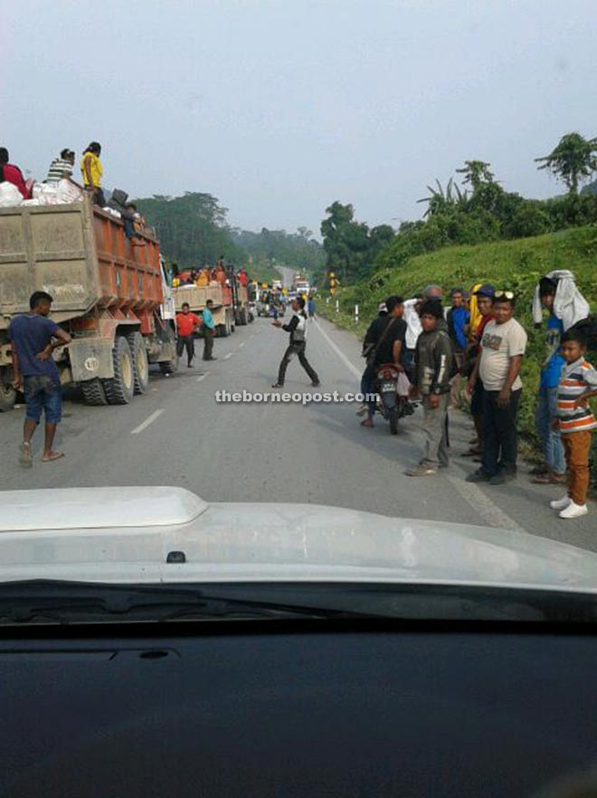 Locals losing their temper over the latest act of lawlessness which caused an unusual jam along Murum Road yesterday.