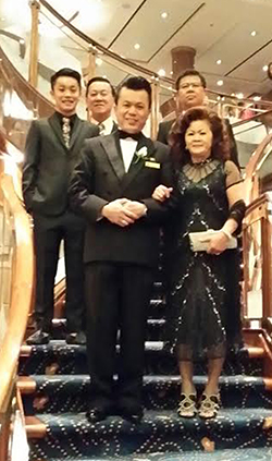 Kelvin and his family on board the Queen Mary II.