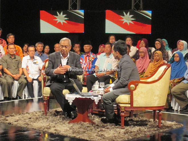Adenan stressing a point during the live interview last night. — Photo by Jeffery Mostapa