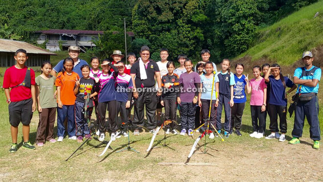 Archery Club members are seen with students during a training session at the Bletih Industrial Estate.