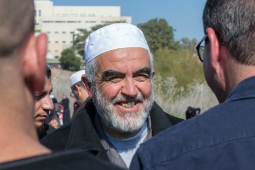 Sheikh Raed Salah (C), pictured on February 12, 2016, leads the radical northern wing of the Islamic Movement in Israel, which authorities outlawed last year -AFP