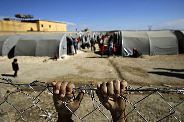 Photo shows a refugee camp in Turkey. 