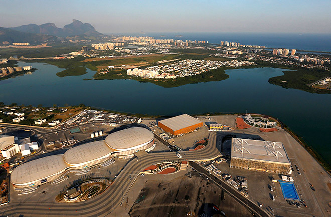 An aerial view of the 2016 Rio Olympics Park in Rio de Janeiro, Brazil. — Reuters photo