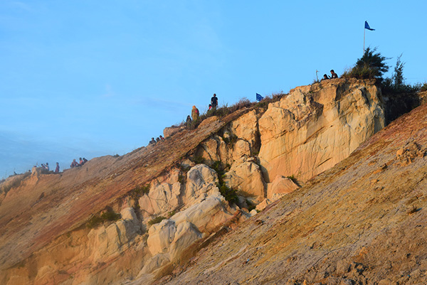 Rock formations on the beach.