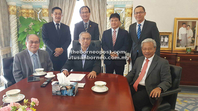 Adenan (seated centre), Uggah (seated left), Masing (seated right) with (standing from left) See, Baru, Ali and Abdullah.  — Photo courtesy of the Chief Minister’s Office
