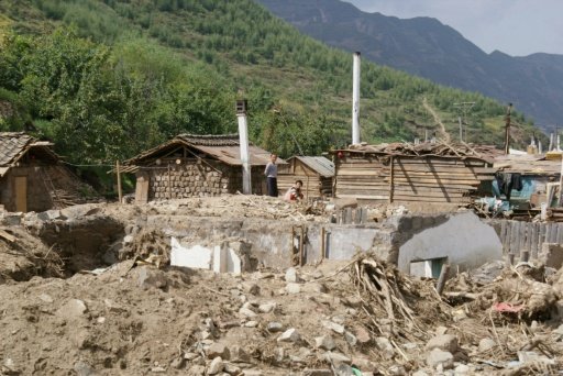 Heavily damaged homes due to the flooding of the Tumen river in late August 2016 in Haksan Ri, North Korea. - AFP Photo