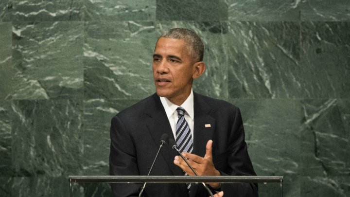 President Barack Obama addresses the United Nations General Assembly in New York on Sept 20, 2016. AFP Photo