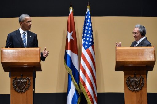US President Barack Obama speaks during a joint press conference with Cuban President Raul Castro (R) after a meeting at the Revolution Palace in Havana on March 21, 2016. - AFP File/Alexandre Grosbois