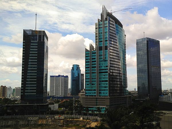 View of the south Jakarta skyline from the JW Marriott Hotel.