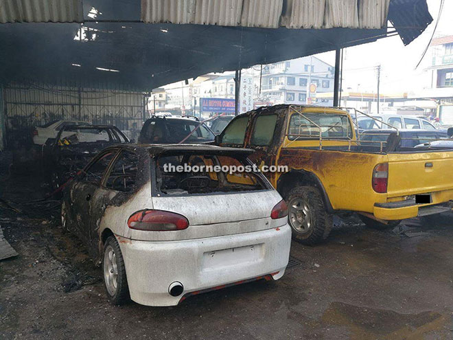 Some of the cars that were damaged as a result of the fire.