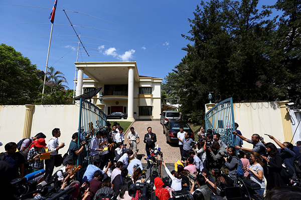 Kang Chol speaks during a news conference on the death of Kim Jong Nam at the North Korean embassy in Kuala Lumpur. — Reuters photo