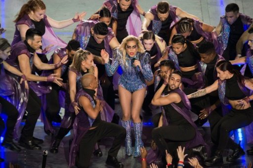 Lady Gaga performs during the Super Bowl halftime show at Houston NRG Stadium in Texas, on Feb 5, 2017. AFP Photo