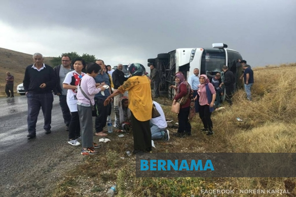 Image result for A Malaysian was killed and 10 others were hurt after their tour bus was involved in a mishap in Afyonkarahisar, Turkey,